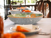 Lemon Tree Green Ceramic Pasta Plate – 20cm Deep Round Dish for Pasta, Salad & Soup | Floral Print, Dishwasher Safe